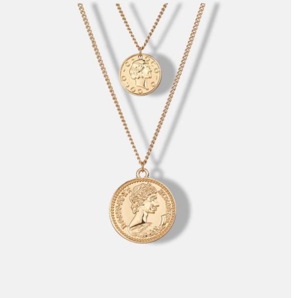 18K gold layered vintage coin necklace - Picture 2 of 4